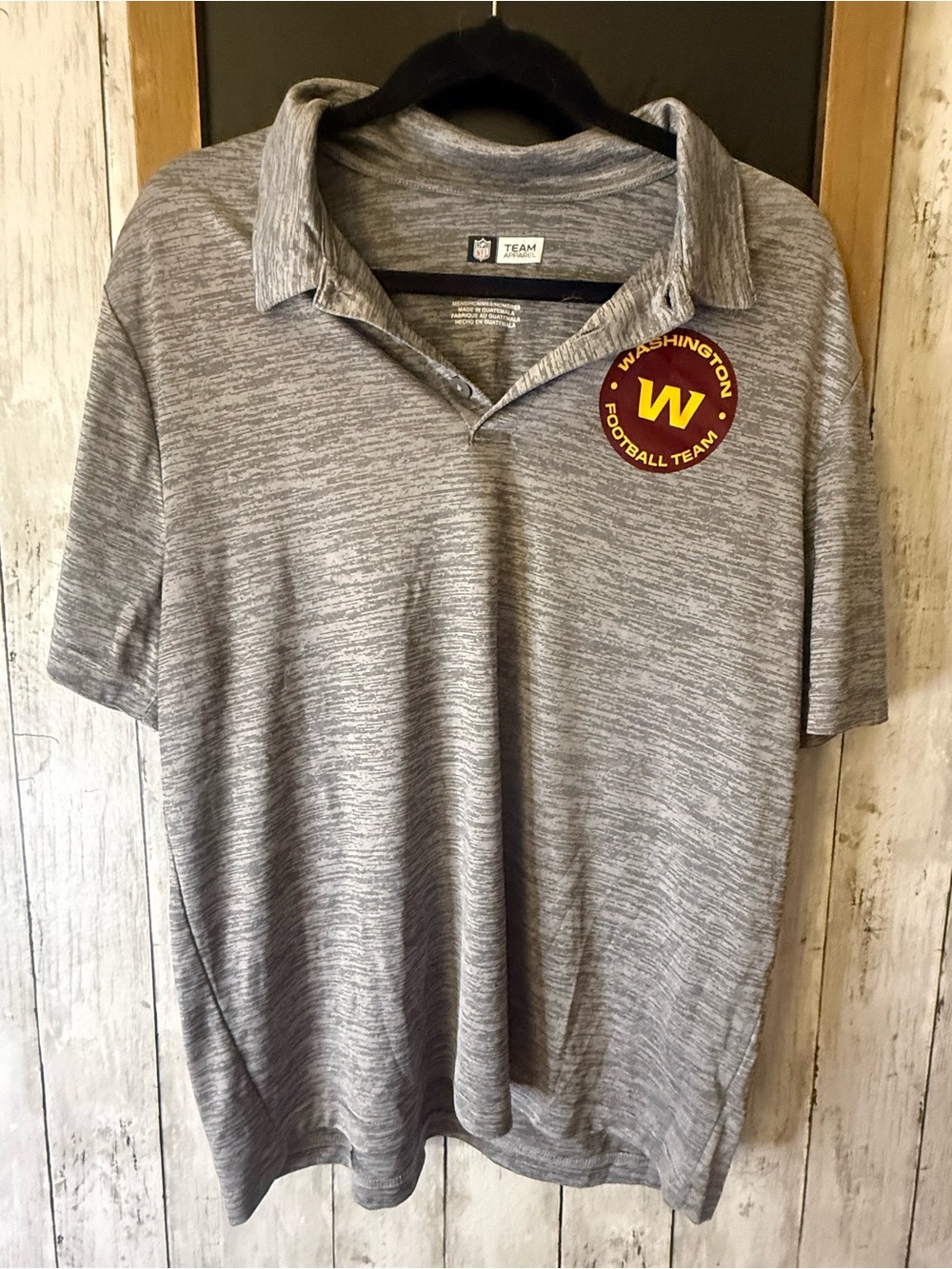 Washington Football Team NFL Team Apparel Mens L Heathered Gray Polo Shirt
